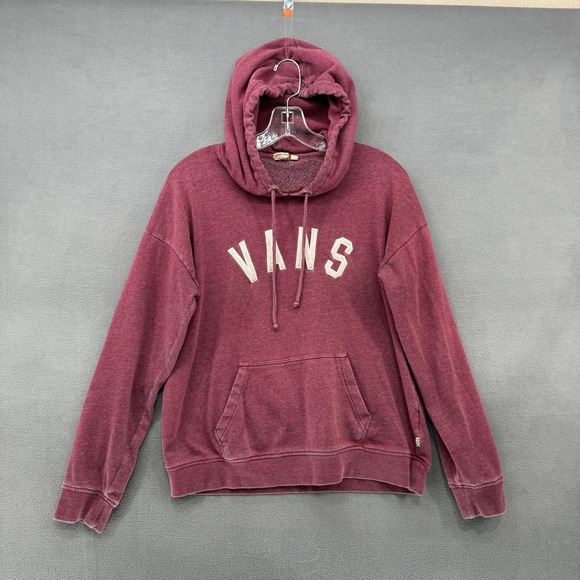 Vans Tops - Vans Pullover Hoodie Womens Medium Burgundy Maroon Logo Sweatshirt Skater Casual